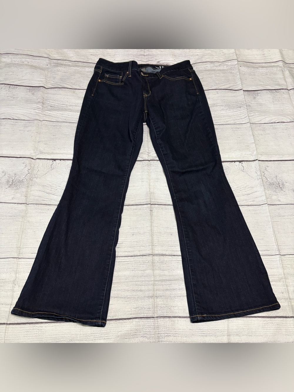 Gap 1969 Curvy Flare Jeans Womens Size 30s Short Dark Wash Denim Stretch 384634